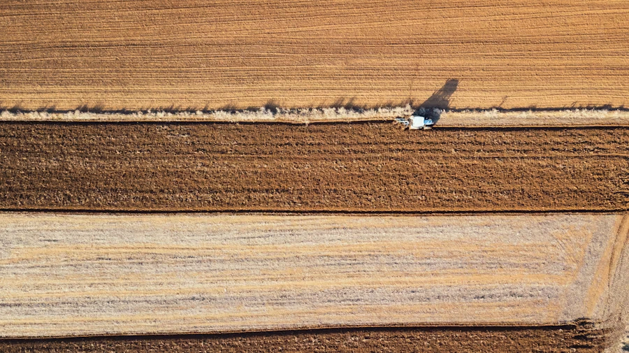 Aerial view of an agricultural field used for precision mapping