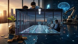 Analyst reviewing cloud cost figures next to a laptop