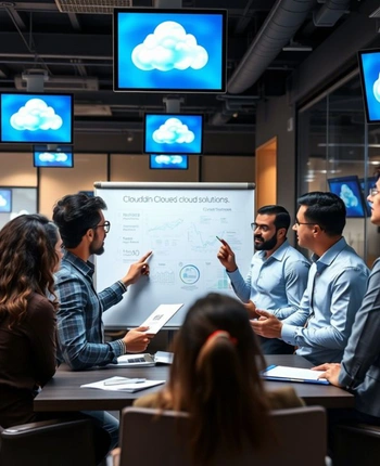 Support specialist answering client questions about cloud services