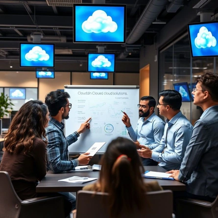 SISGAIN cloud engineering team collaborating in the office
