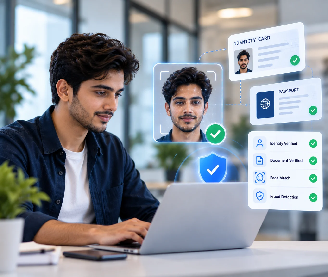 Identity verification interface with face match and security clearance