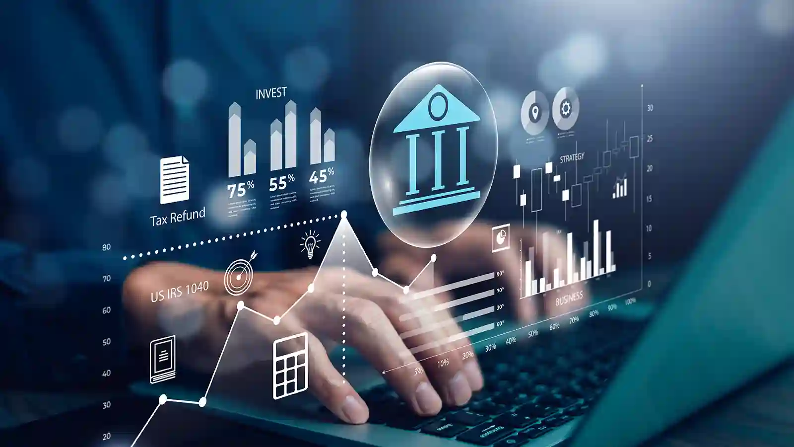 Financial services digital portal on a laptop screen