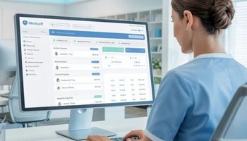 Clinician viewing EMR patient charts on a tablet