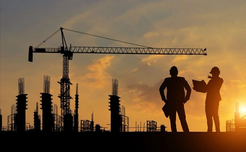 Construction site with cranes