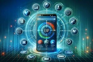 ERP mobile app on a smartphone screen