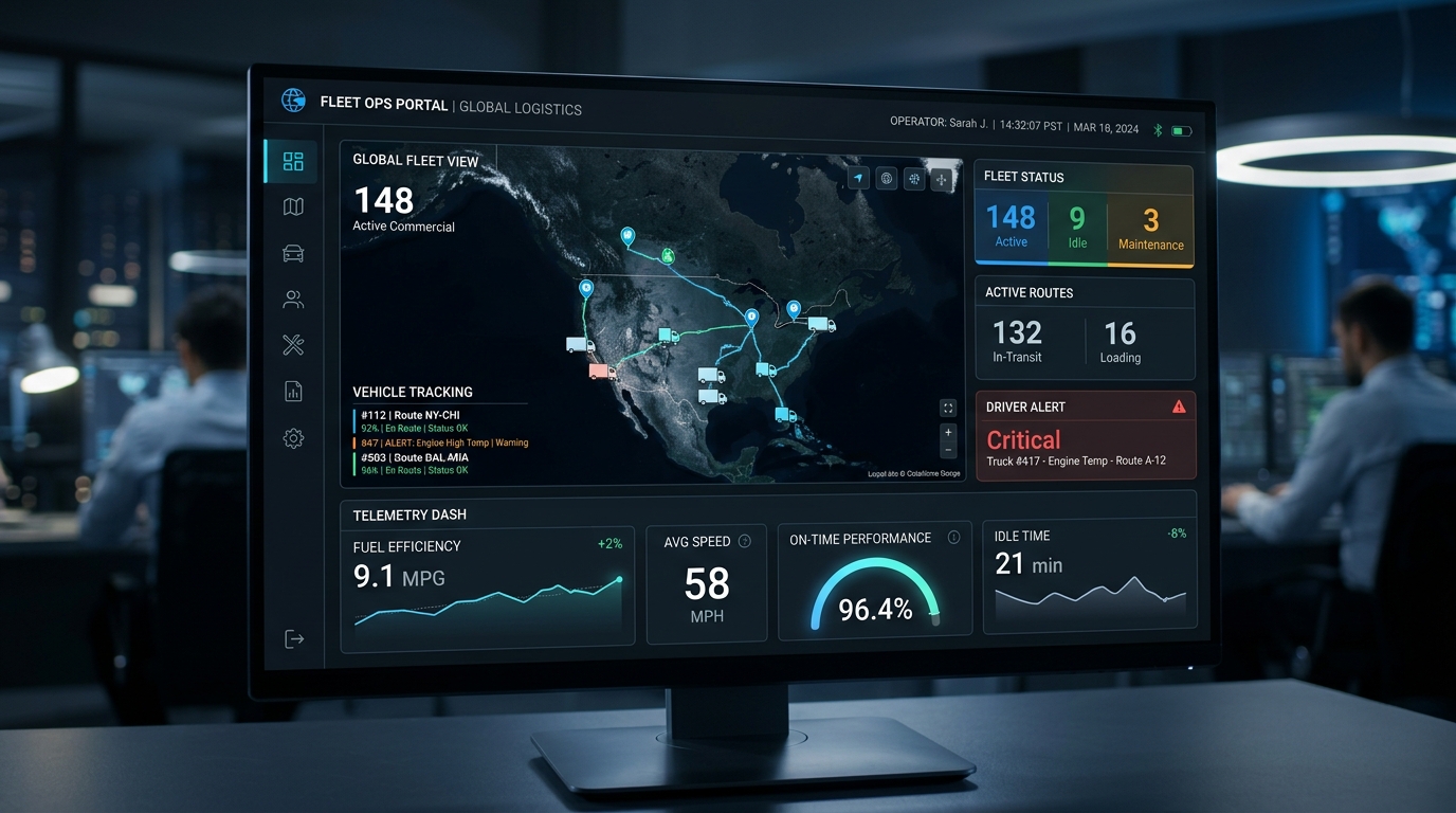 Custom Fleet Management Software Development operations platform and vehicle telemetry