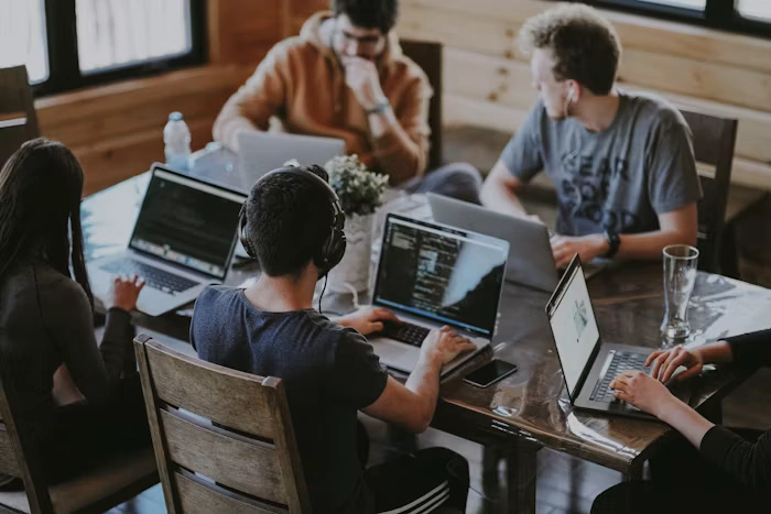 Healthcare startup team collaborating