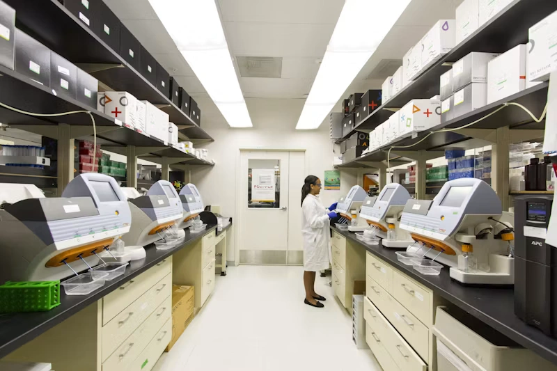 Laboratory technician analyzing samples