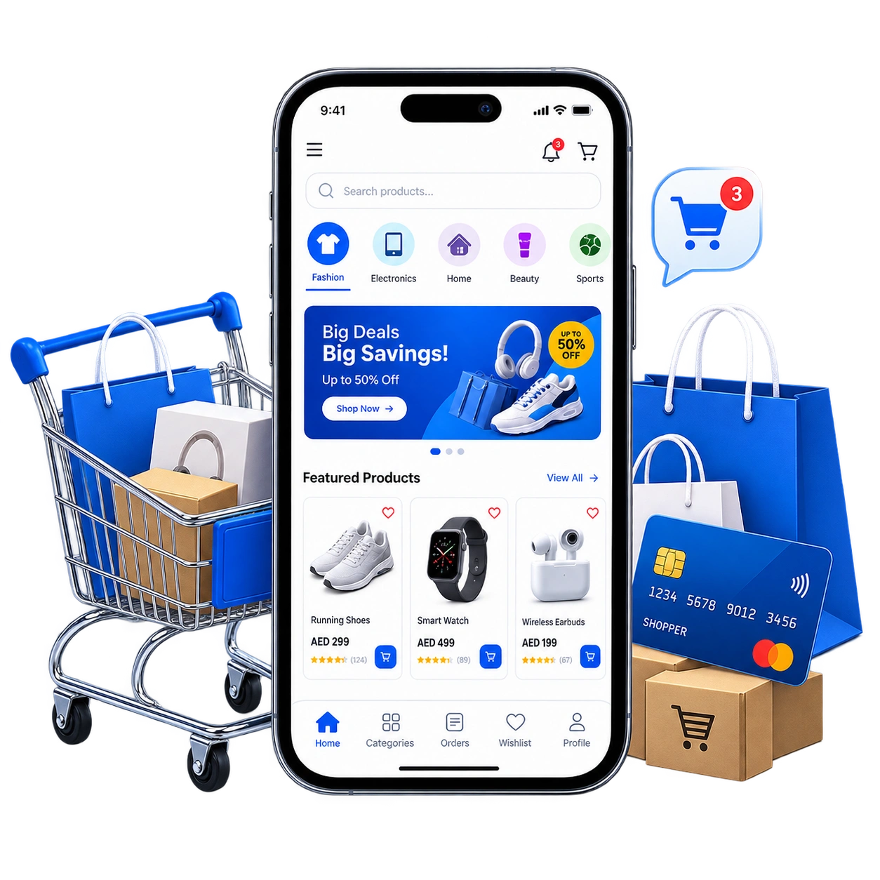 E-commerce mobile app UI mockup
