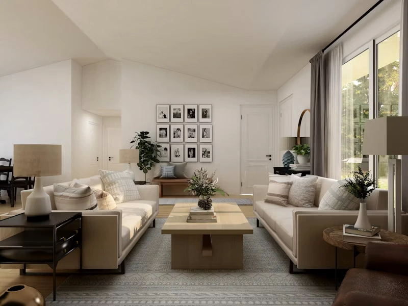 Furniture showroom with sofa set on display