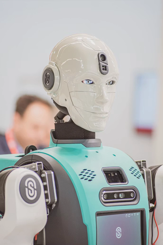 Humanoid robot representing robotic process automation