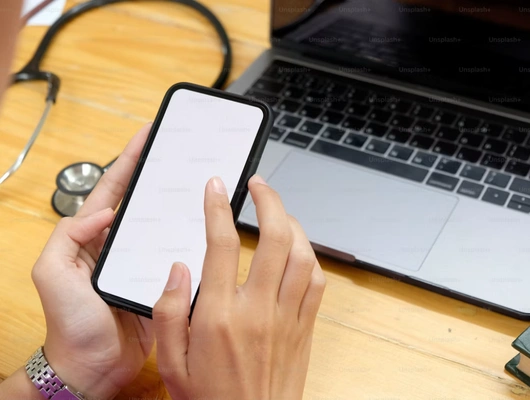 Patient using a telehealth mobile app