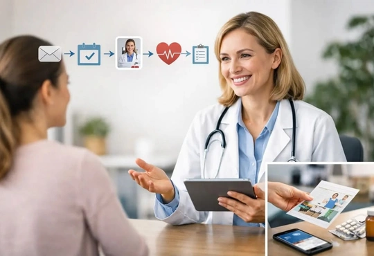 Doctor reviewing patient history on a clinician console
