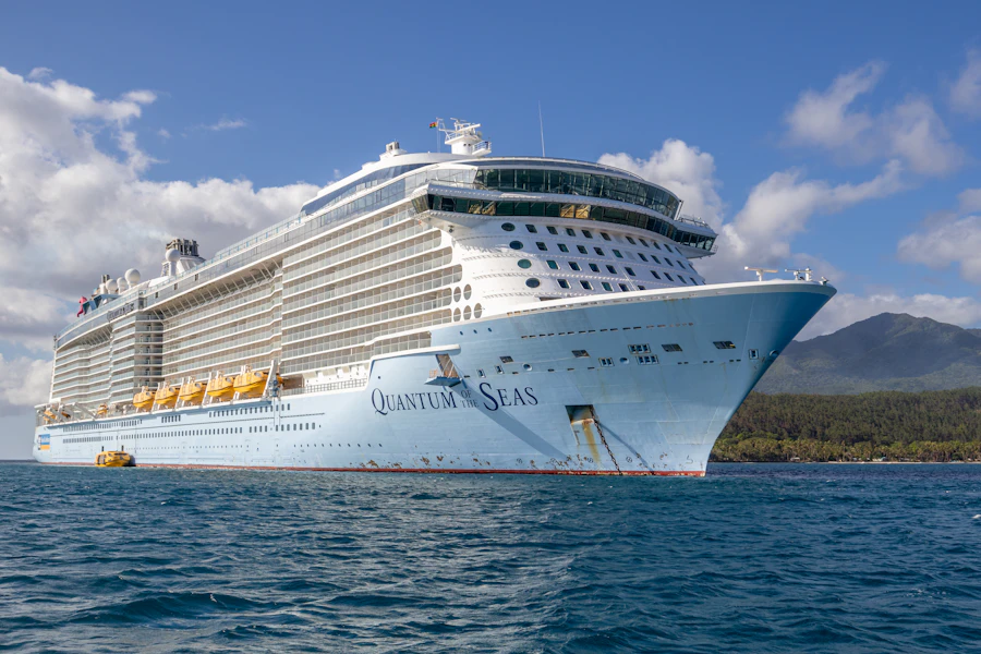 Large cruise ship in the middle of the ocean, representing cruise booking technology