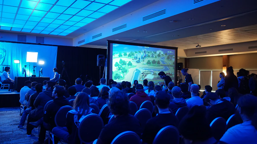Audience at a conference, representing event and conference travel logistics technology