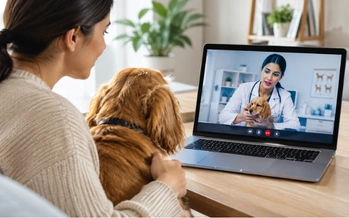 Telemedicine video consultation with veterinarian