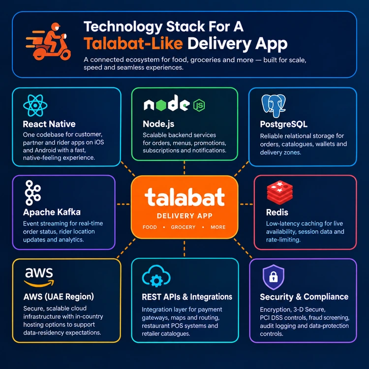 Technology Stack For A Talabat-Like Delivery App