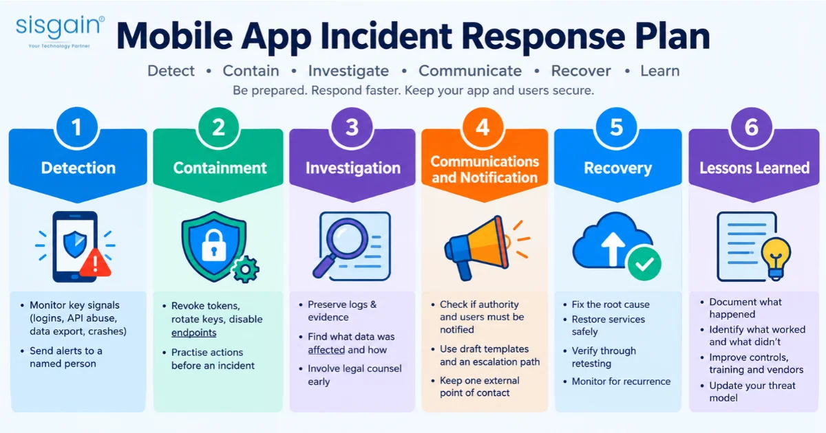Mobile app incident response plan with six security steps