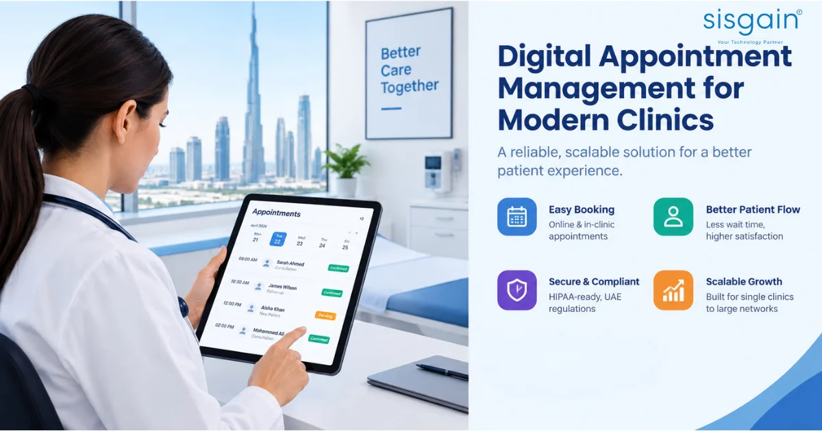 Digital doctor appointment management in a modern UAE clinic.