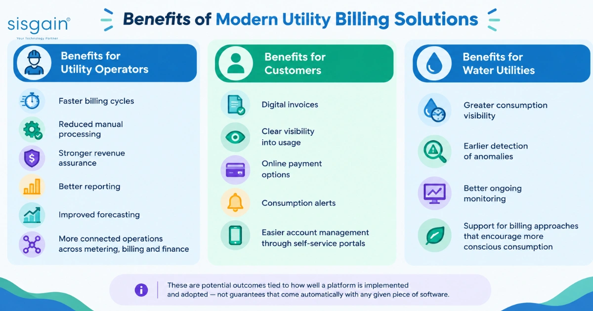 Modern utility billing solutions benefits infographic