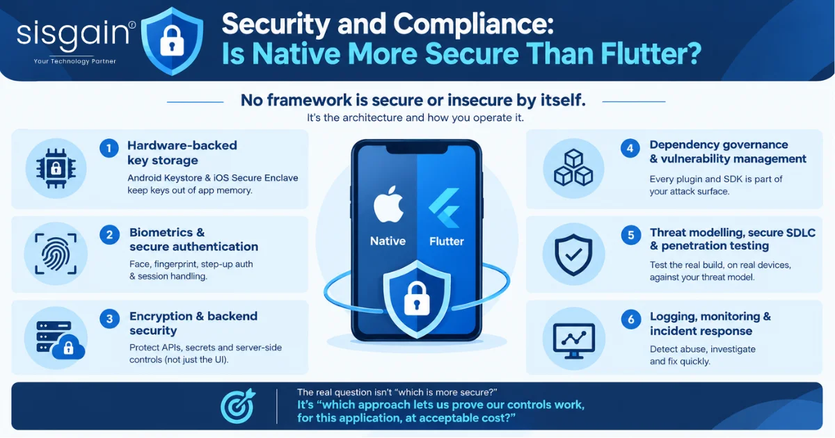 Security and compliance: Native vs Flutter app security.