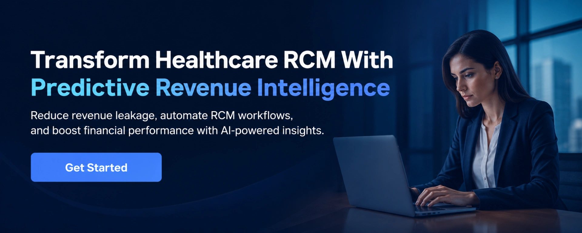 AI-powered healthcare RCM revenue intelligence banner
