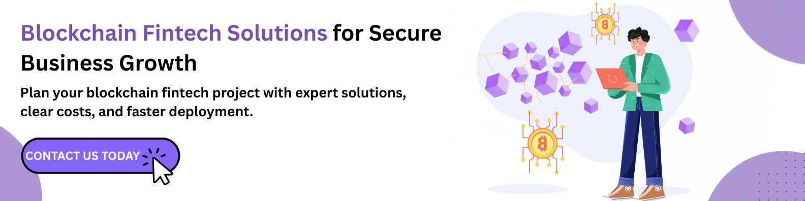 Blockchain fintech solutions for secure business growth banner