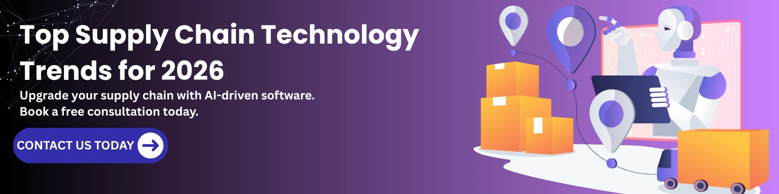 AI-powered supply chain technology trends banner for 2026