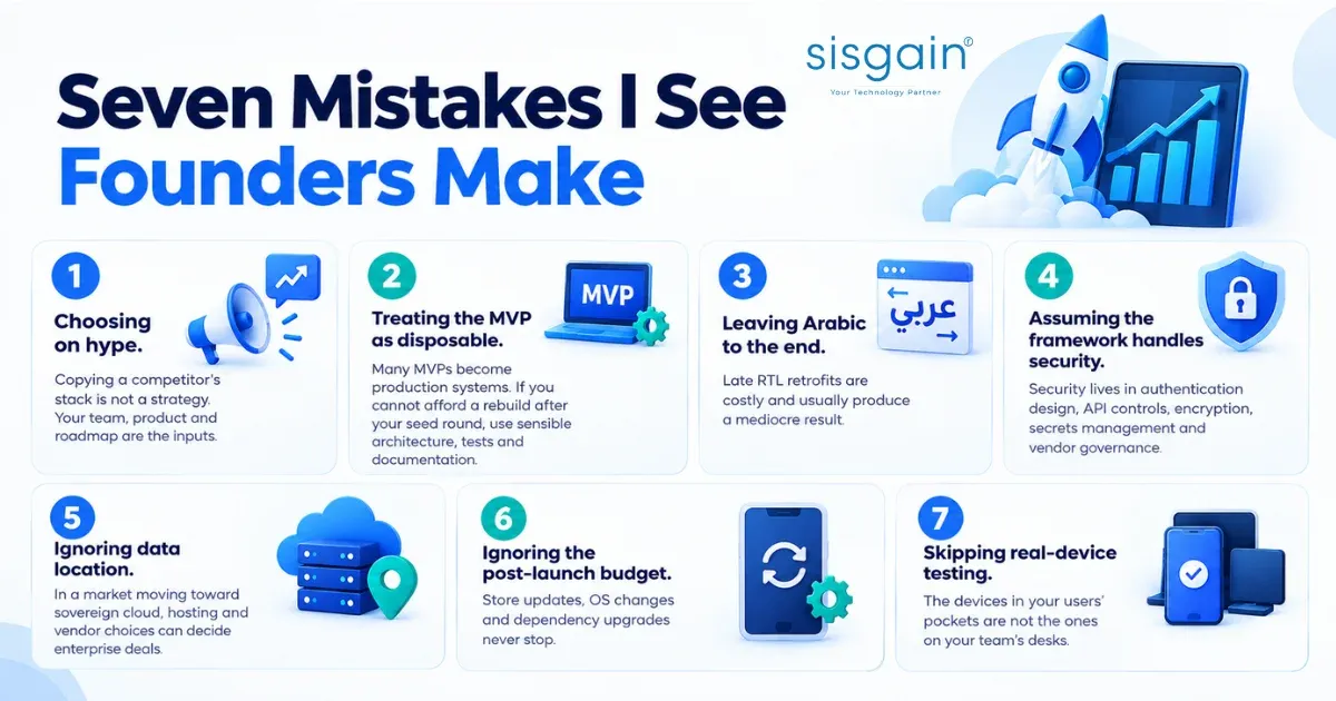 Seven common mistakes founders make in app development