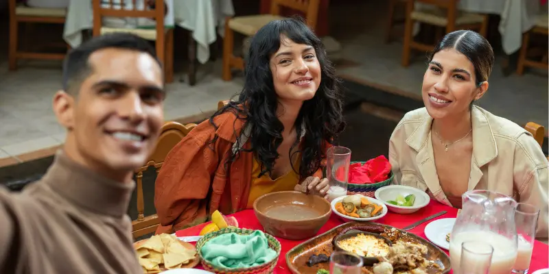 family enjoying quality food in restaurant