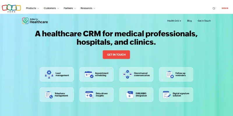 zoho crm for clinics